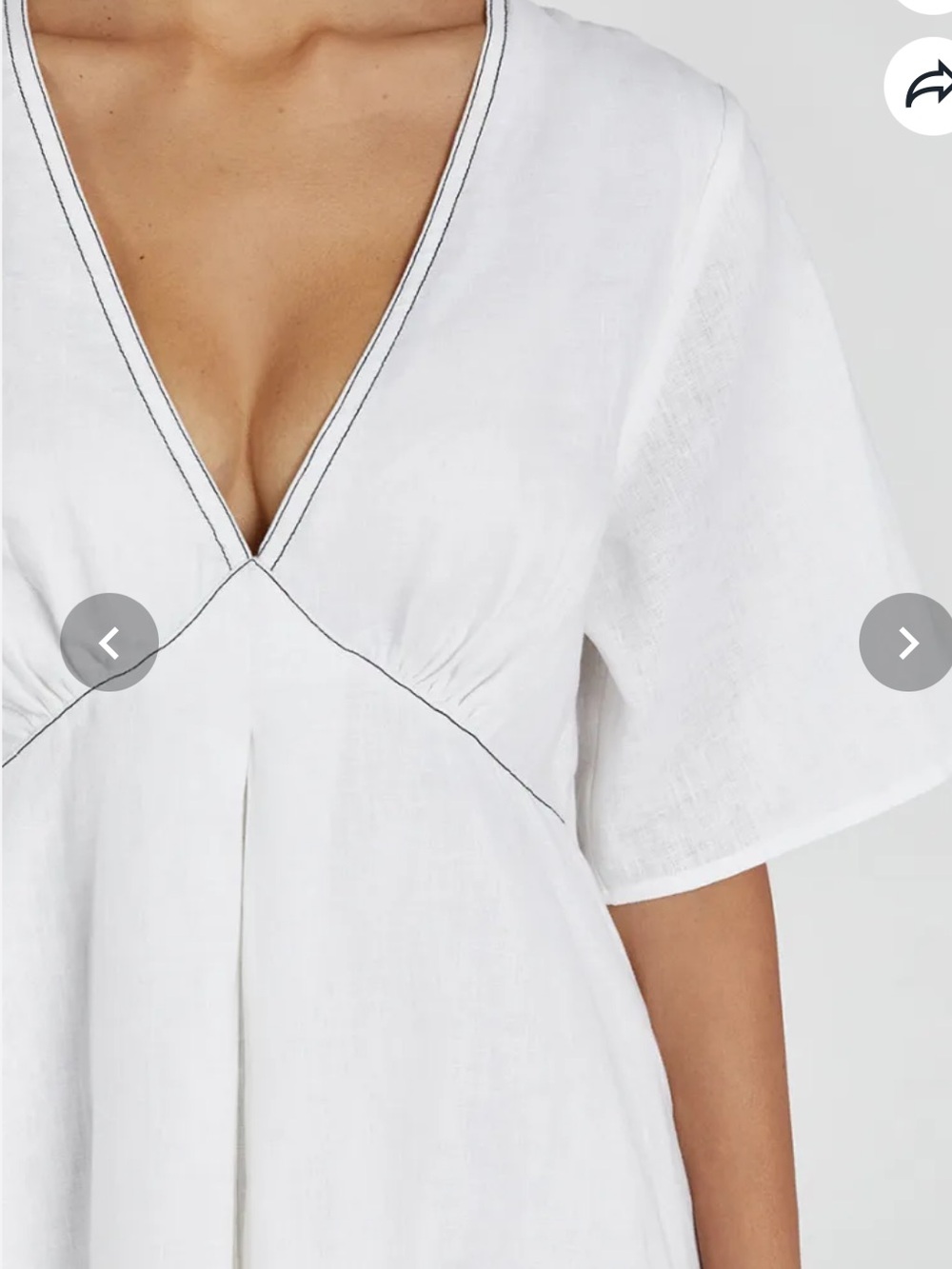 NWT DISSH Rhodes Linen White V-Neck Mini Dress with Contrast Piping Size 2 - Picture 3 of 12